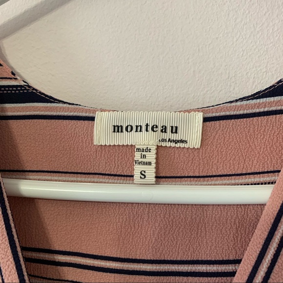 Monteau Pink Stripe Wrap Dress in Small - Picture 9 of 9